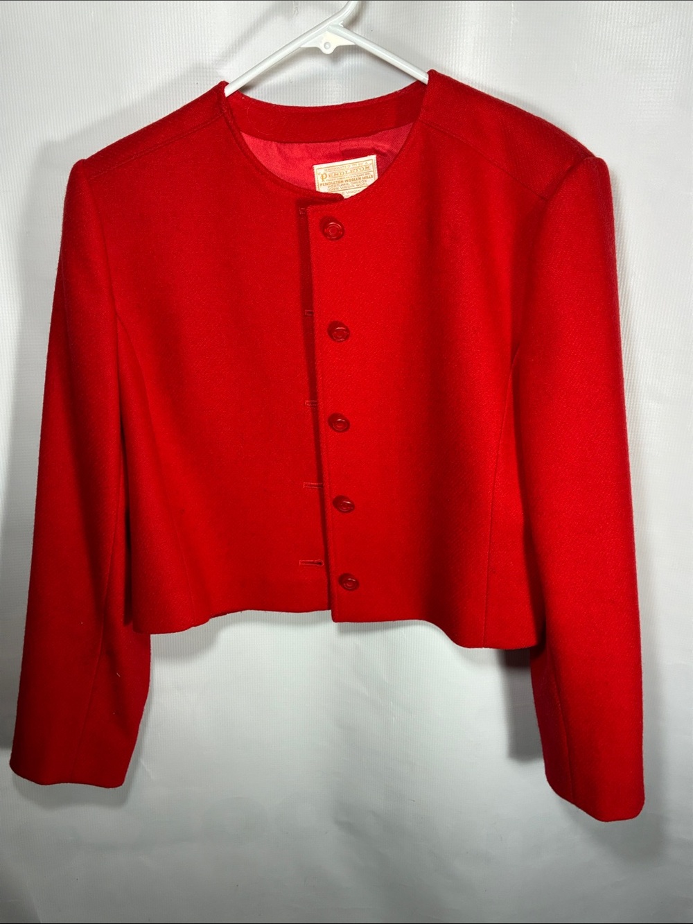 Vintage 70s Pendleton Wool Classic Red Cropped Women's Jacket
